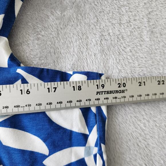 Sea Salt Organic Cotton Dress Womens Size 14 Large Floral Blue White Deep Water - Picture 8 of 9